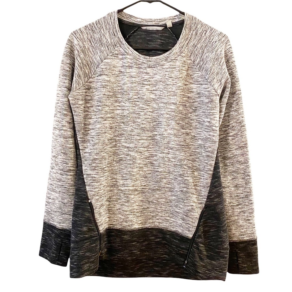 ATHLETA Zippered Marled Gray Sweatshirt